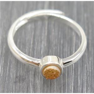 gold champagne druzy quartz copper ring, approx 4mm, 20mm dia [GMRG293]