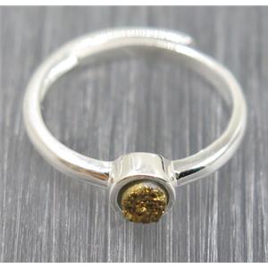 gold druzy quartz copper ring, approx 4mm, 20mm dia [GMRG295]