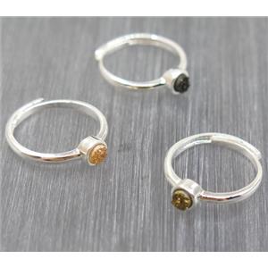 druzy quartz copper ring, mix color, approx 4mm, 20mm dia [GMRG296]