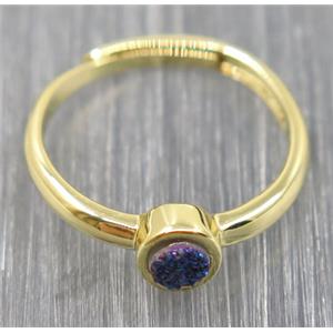 blue druzy quartz copper ring, approx 4mm, 20mm dia [GMRG297]