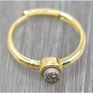 silver druzy quartz copper ring, approx 4mm, 20mm dia [GMRG299]