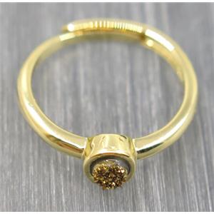 gold druzy quartz copper ring, approx 4mm, 20mm dia [GMRG300]