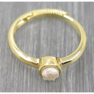 white druzy quartz copper ring, approx 4mm, 20mm dia [GMRG301]
