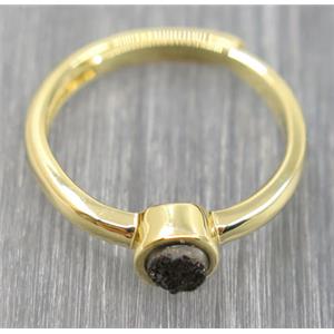 black druzy quartz copper ring, approx 4mm, 20mm dia [GMRG302]