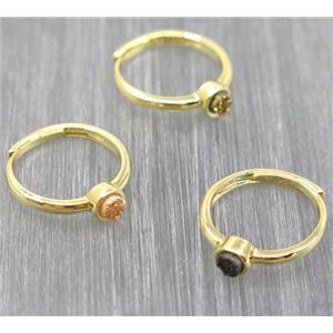 mix color druzy quartz copper ring, approx 4mm, 20mm dia [GMRG303]