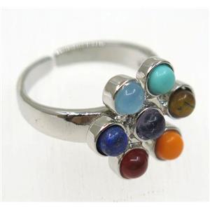 gemstone ring, platinum plated, approx 18-20mm [GMRG308]