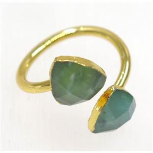 green Australian Chrysoprase ring, faceted triangle, gold plated, approx 8-20mm [GMRG316]