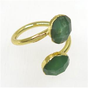 green Australian Chrysoprase ring, faceted flatround, gold plated, approx 8-20mm [GMRG318]