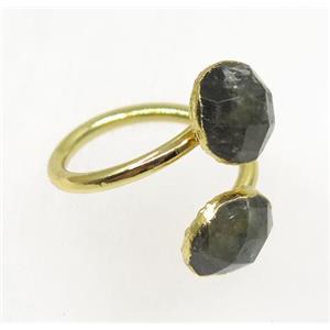 Labradorite ring, faceted flatround, gold plated, approx 8-20mm [GMRG328]