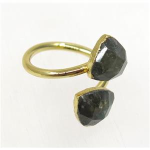 Labradorite ring, faceted triangle, gold plated, approx 8-20mm [GMRG329]