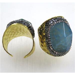 agate ring paved rhinestone, gold plated, approx 16-26mm, 20mm [GMRG336]