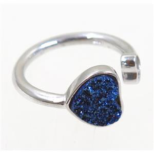 druzy agate ring, copper, platinum plated, approx 7-18mm [GMRG358]