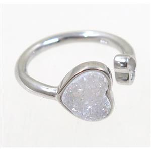 druzy agate ring, copper, platinum plated, approx 7-18mm [GMRG359]