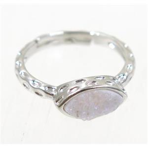 druzy agate ring, copper, platinum plated, approx 7-18mm [GMRG363]