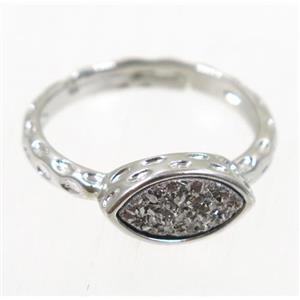 druzy agate ring, copper, platinum plated, approx 7-18mm [GMRG364]