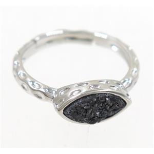 druzy agate ring, copper, platinum plated, approx 7-18mm [GMRG365]