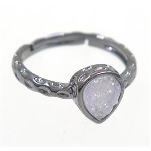 druzy agate ring, copper, black, approx 7-18mm [GMRG366]