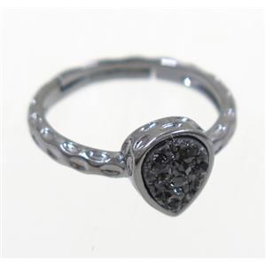 druzy agate ring, copper, black, approx 7-18mm [GMRG368]