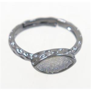 druzy agate ring, copper, black, approx 7-18mm [GMRG369]