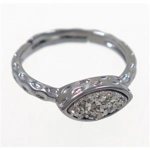 druzy agate ring, copper, black, approx 7-18mm [GMRG370]