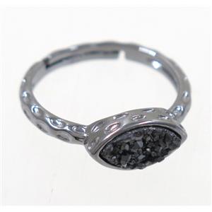 druzy agate ring, copper, black, approx 7-18mm [GMRG371]