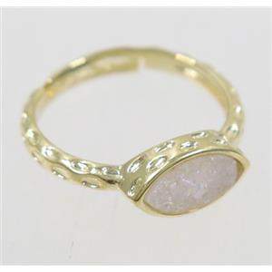 druzy agate ring, copper, gold plated, approx 7-18mm [GMRG372]