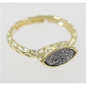 druzy agate ring, copper, gold plated, approx 7-18mm [GMRG373]