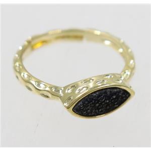 druzy agate ring, copper, gold plated, approx 7-18mm [GMRG374]
