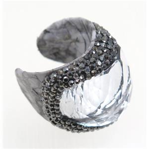 gemstone bead, copper ring, paved rhinestone, approx 20-30mm [GMRG375]