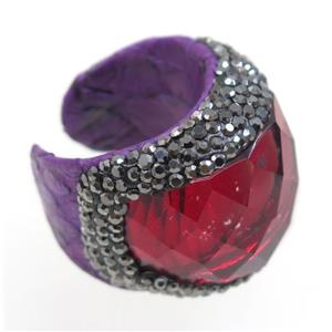 gemstone bead, copper ring, paved rhinestone, approx 20-30mm [GMRG376]