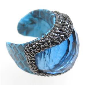 gemstone bead, copper ring, paved rhinestone, approx 20-30mm [GMRG377]