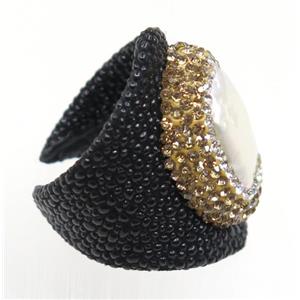 gemstone bead, copper ring, paved rhinestone, approx 20-30mm [GMRG380]