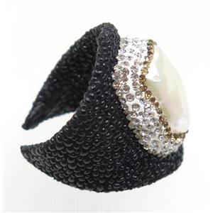 gemstone bead, copper ring, paved rhinestone, approx 20-30mm [GMRG381]