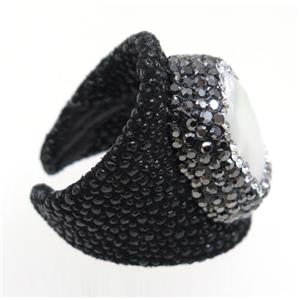 gemstone bead, copper ring, paved rhinestone, approx 20-30mm [GMRG382]