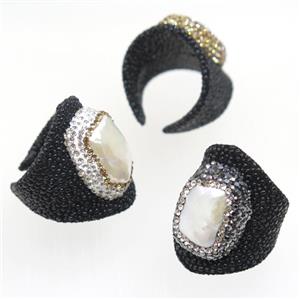 gemstone bead, copper ring, paved rhinestone, approx 20-30mm [GMRG383]