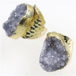 Druzy Agate copper Ring, gold plated, approx 20-25mm [GMRG410]