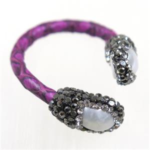freshwater Pearl Ring paved rhinestone, purple, approx 20mm dia [GMRG435]