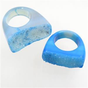blue Agate Druzy ring, approx 25-30mm [GMRG463]