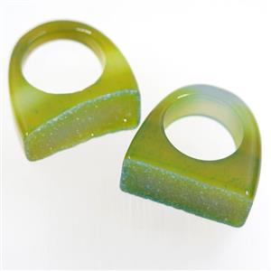 olive Agate Druzy ring, approx 25-30mm [GMRG466]