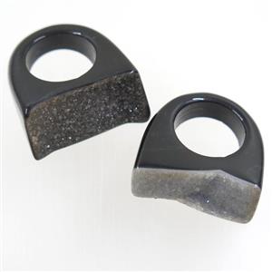 black Agate Druzy ring, approx 25-30mm [GMRG468]