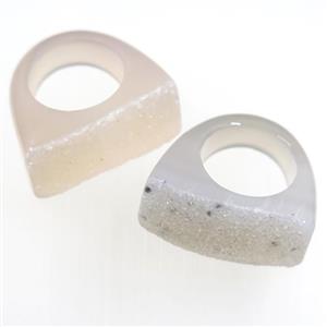 gray Agate Druzy ring, approx 25-30mm [GMRG469]