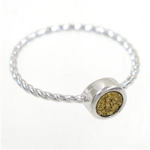 golden Druzy agate rring, copper, silver plated, approx 4-18mm [GMRG497]