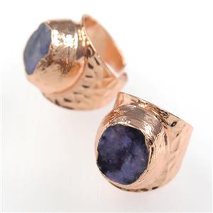 Charoite Rings, copper, rose gold, approx 18-30mm [GMRG554]
