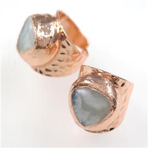 pearl shell ring, copper, rose gold, approx 18-30mm [GMRG555]