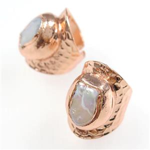 pearl rings, copper, rose gold, approx 18-30mm [GMRG556]