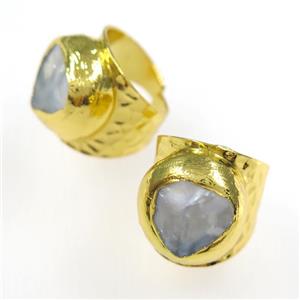 pearl shell Ring, copper, gold plated, approx 18-30mm [GMRG563]