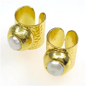 pearl Ring, copper, gold plated, approx 18-30mm [GMRG565]
