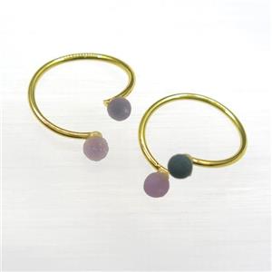 druzy agate ring, copper, gold plated, approx 4-18mm [GMRG566]