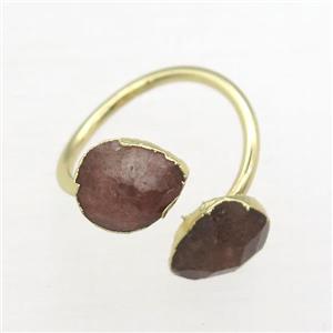 Strawberry Quartz Rings, copper, gold plated, approx 8-10mm, 17mm dia [GMRG581]