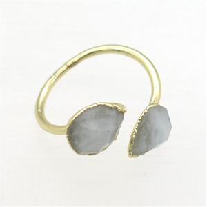 blue Aquamarine Rings, copper, gold plated, approx 8-10mm, 17mm dia [GMRG582]